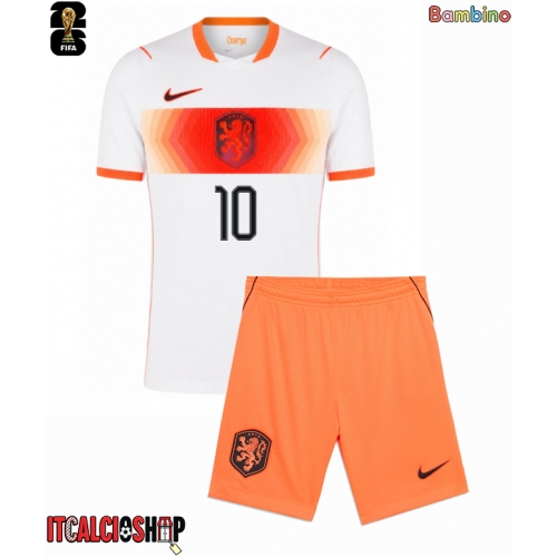 Paesi Bassi Memphis Depay #10 Seconda Maglia Bambino Mondiali 2026 Manica Corta (+ Pantaloni corti)